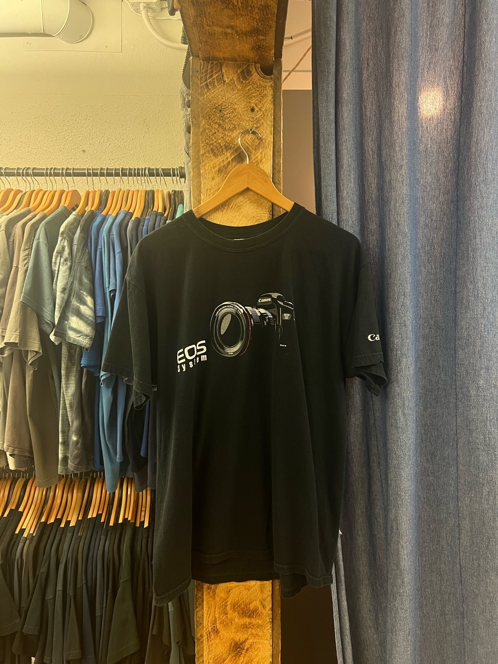 Vintage Canon EOS System Graphic Black T-shirt